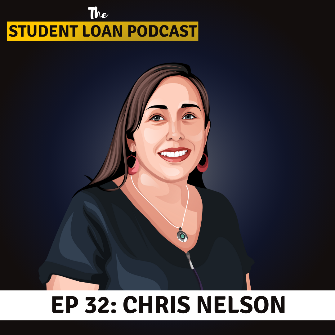 Cartoon Graphic of Chris Nelson for Episode 32 of the Student Loan Podcast