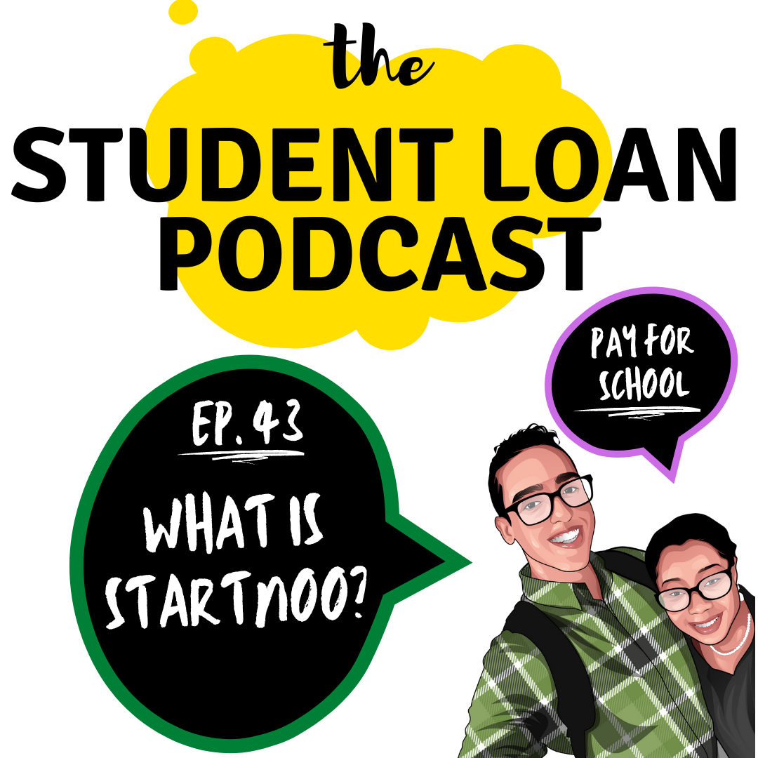 Cartoon Graphic of Co hosts Daphné Vanessa and Shamil Rodriguez for Episode 43 of the Student Loan Podcast